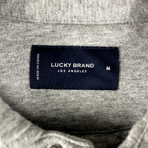 Lucky Brand Quilted Jacket Mens Medium Gray Shacket Full Zip Pocket Casual - Picture 5 of 16